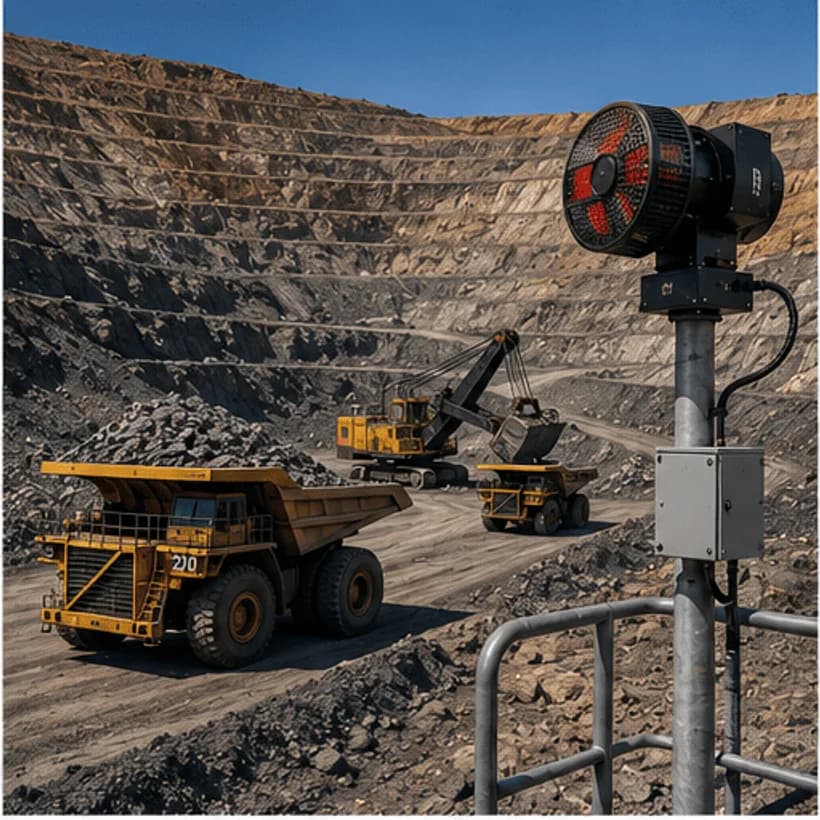 Sirenco warning siren installed at a mining operation