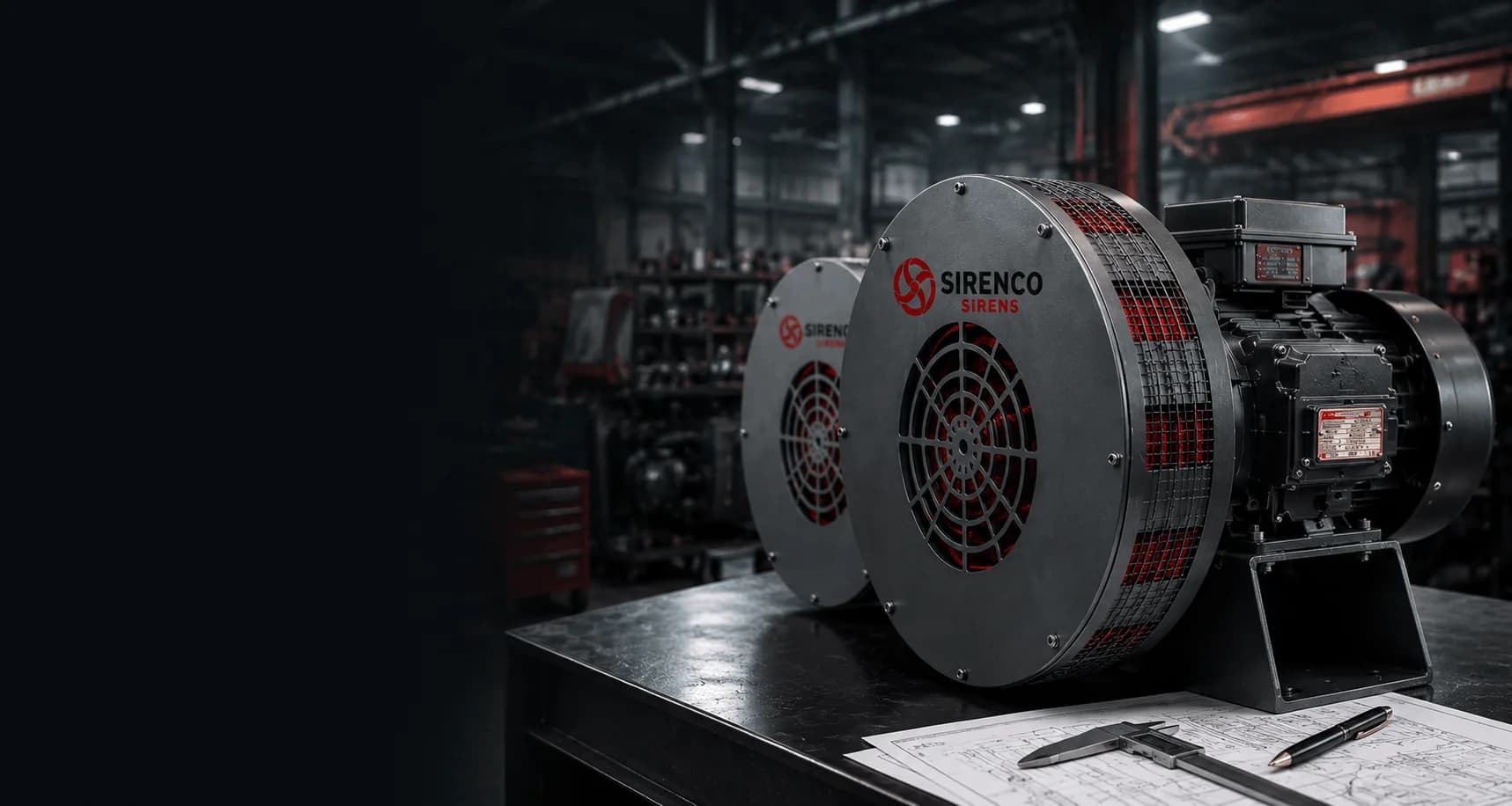 Finished Sirenco sirens in an industrial workshop